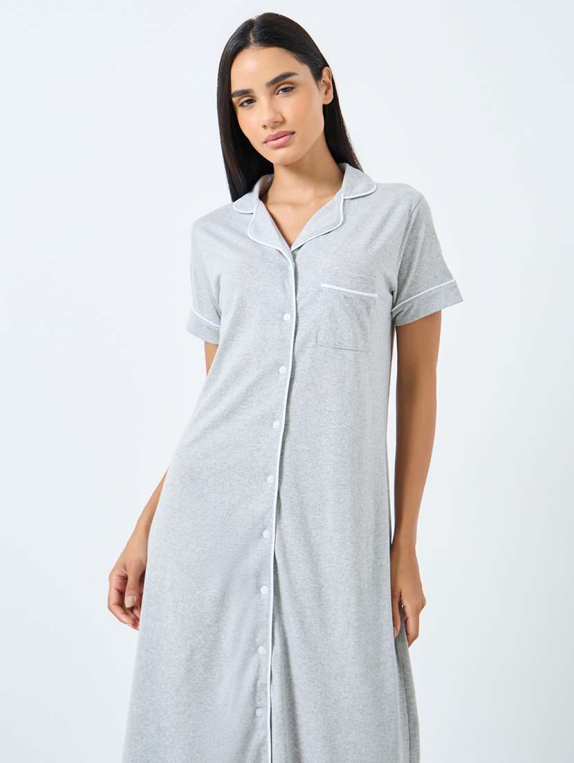 women solid short sleeve sleepshirt - 22176704 -  Standard Image - 2