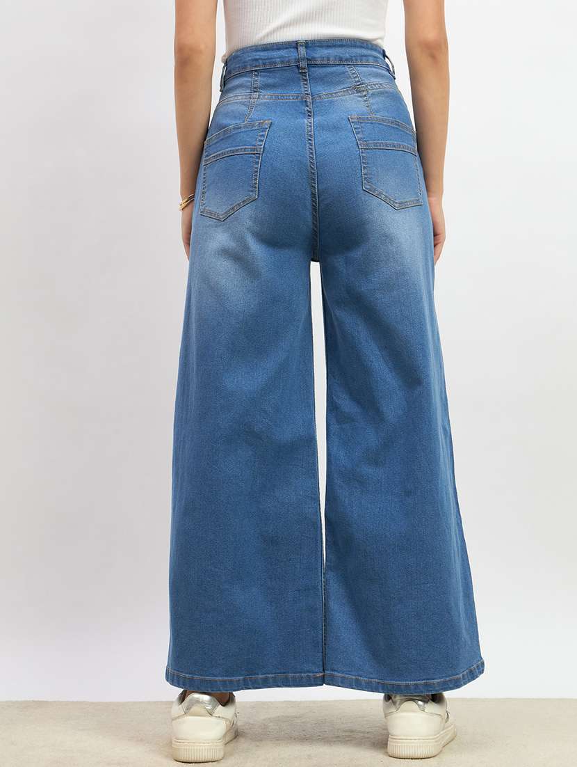women solid high rise wide leg jeans - 22176713 -  Standard Image - 2
