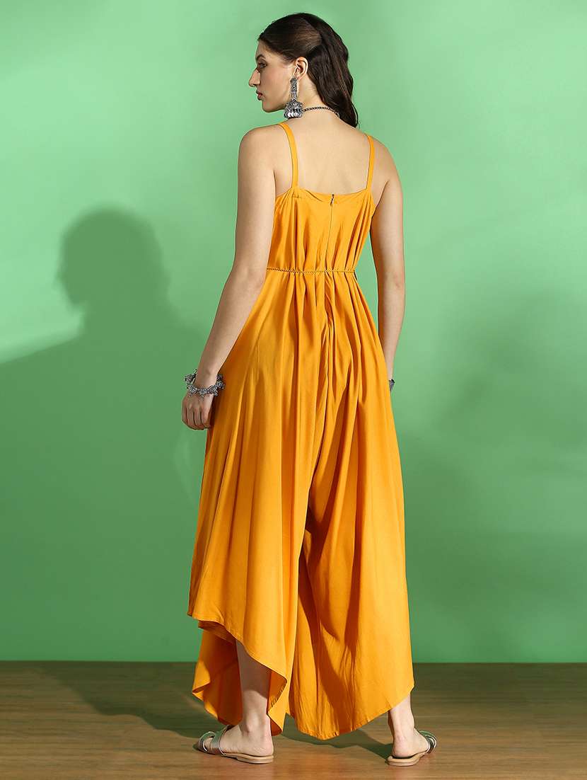 women solid shoulder strap jumpsuit - 22176726 -  Standard Image - 2