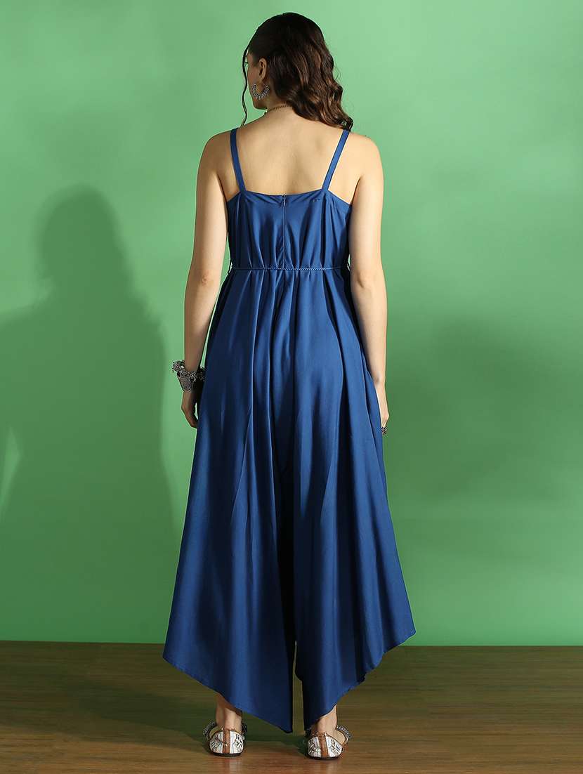 women solid shoulder strap jumpsuit - 22176727 -  Standard Image - 2