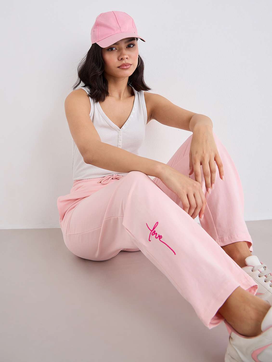 women solid mid rise track pant - 22176735 -  Standard Image - 2