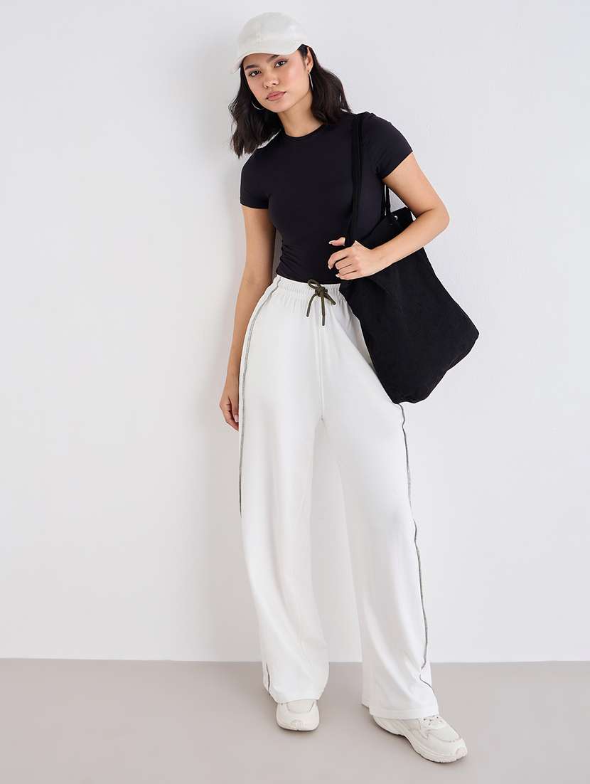 women solid mid rise track pant - 22176739 -  Standard Image - 2