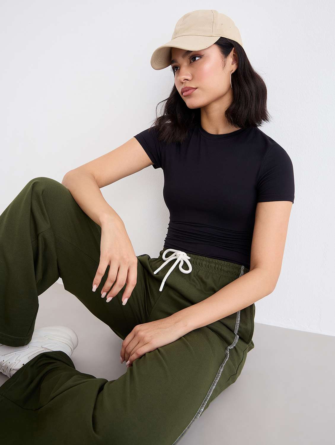 women solid mid rise track pant - 22176740 -  Standard Image - 2