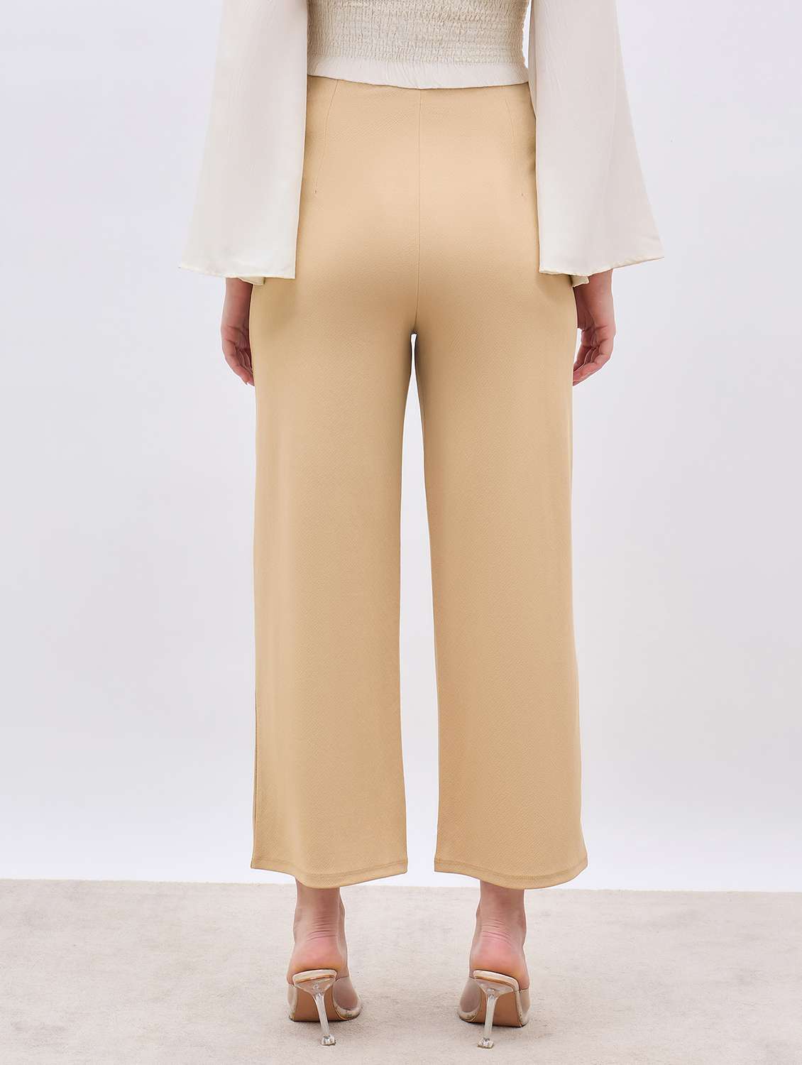 women solid high rise wide leg trouser - 22176798 -  Standard Image - 2