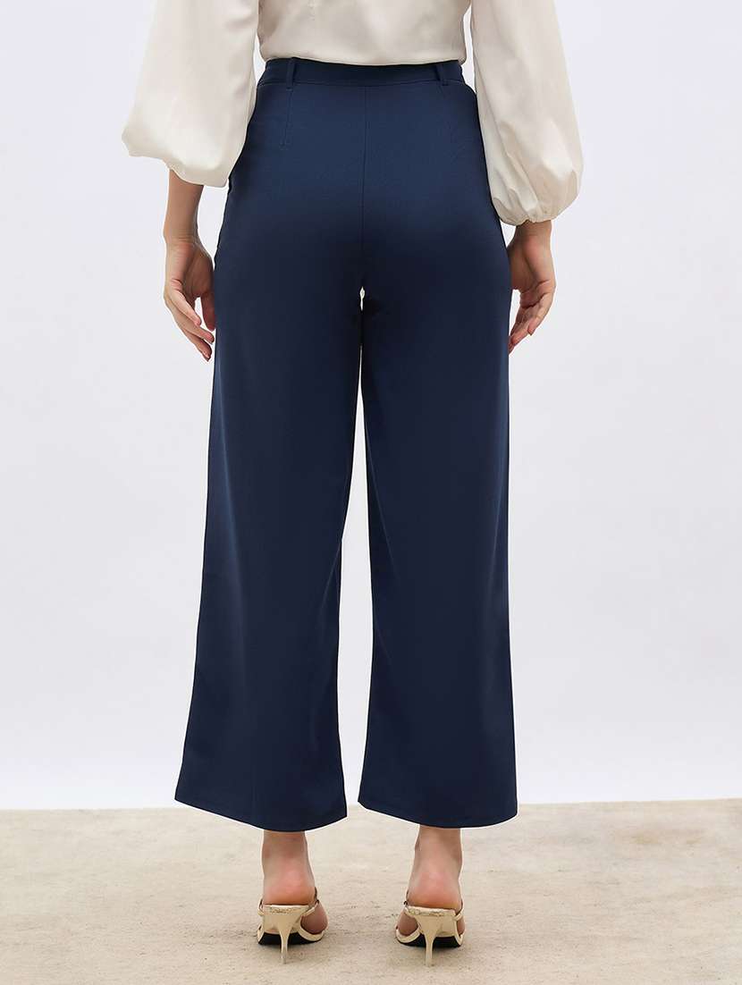 women solid high rise wide leg trouser - 22176803 -  Standard Image - 2