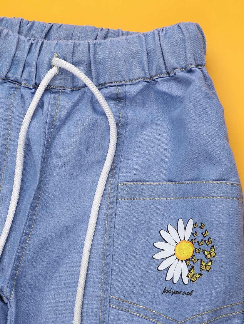 girls blue denim printed jeans - 22176843 -  Standard Image - 2