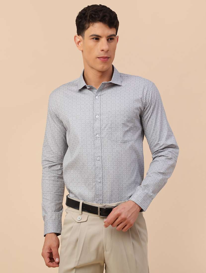 grey cotton formal shirt - 22176855 -  Standard Image - 2