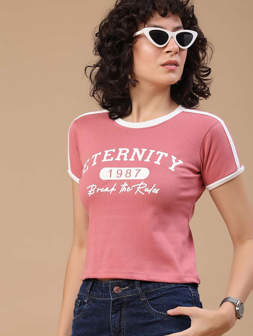 women printed round neck t-shirt