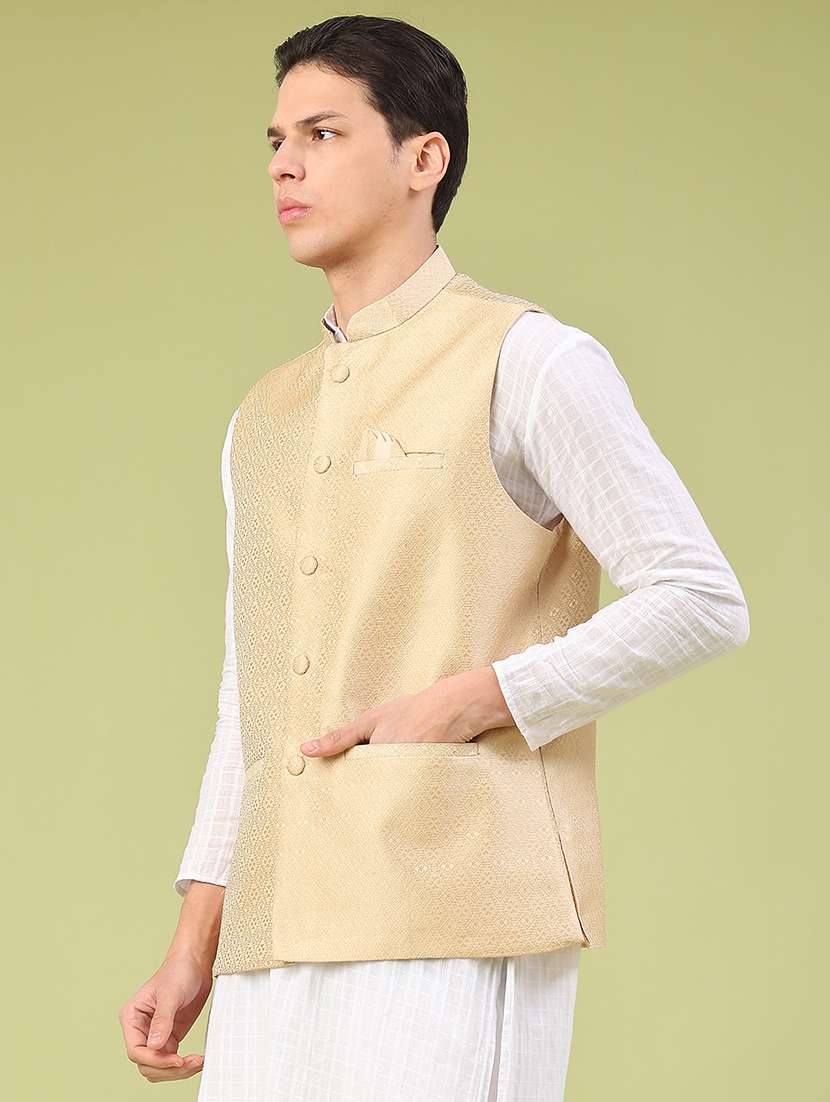 men self design mandarin neck nehru jacket - 22176968 -  Standard Image - 2