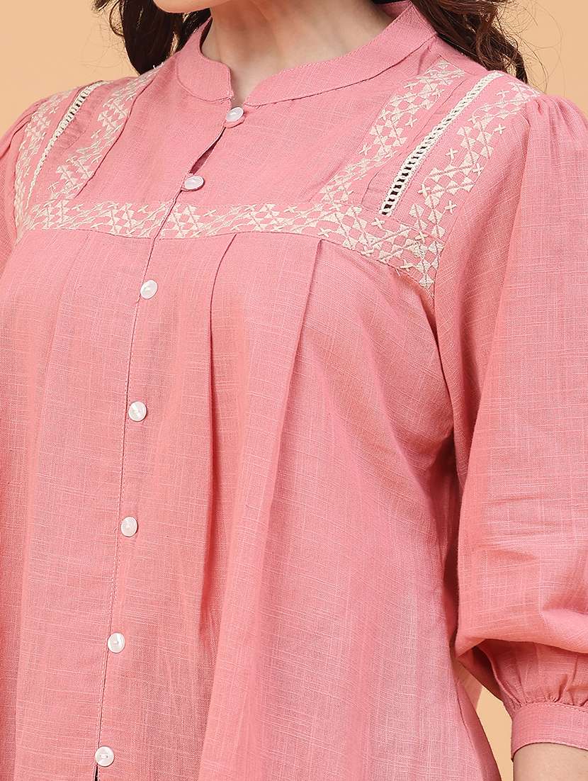 Women Embroidered Three Quarter Sleeves Regular Top - 22176973 -  Standard Image - 2