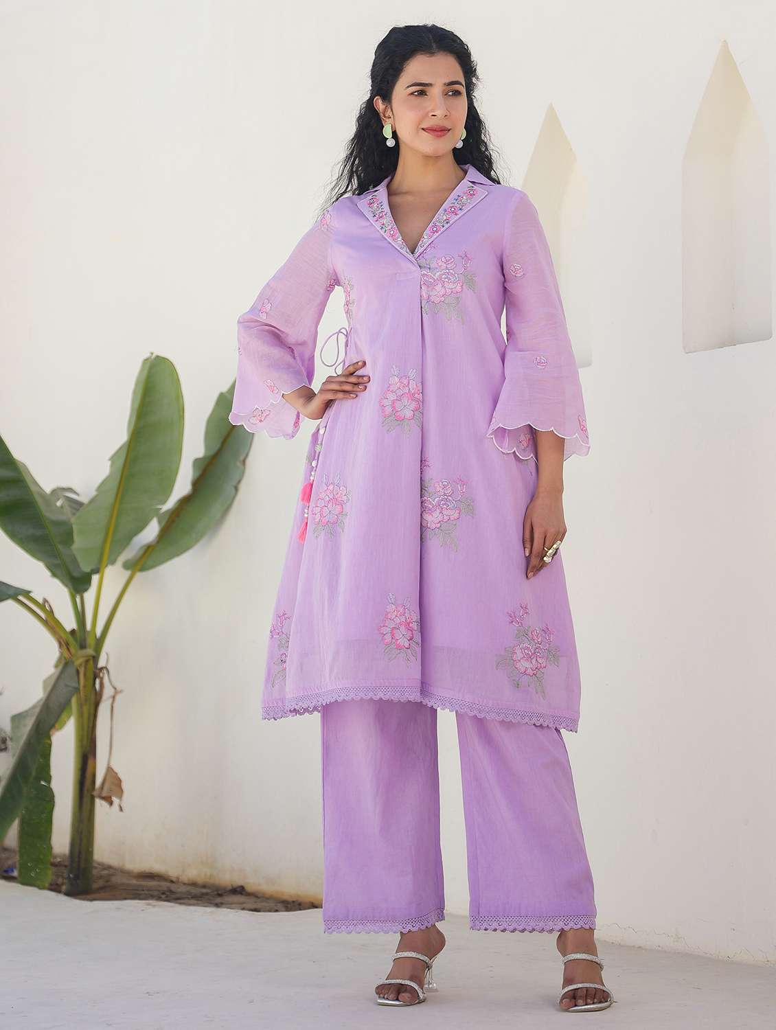 women three quarter sleeve regular fit ethnic co-ord set