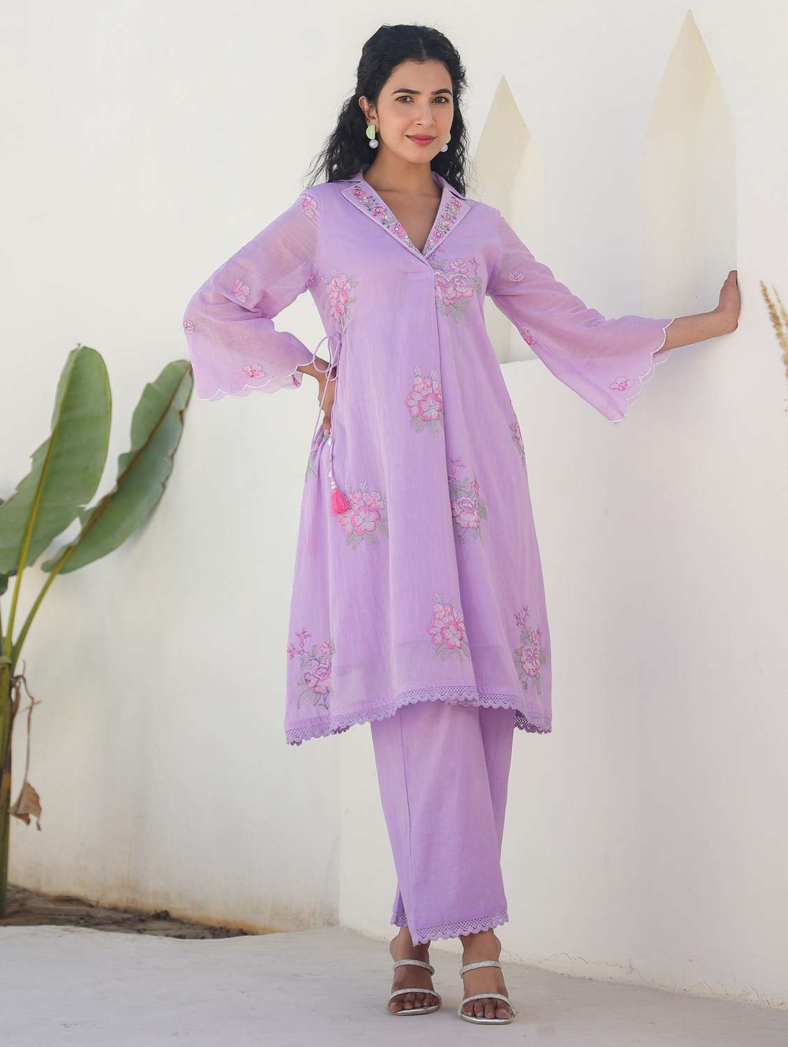 women three quarter sleeve regular fit ethnic co-ord set - 22177031 -  Standard Image - 2