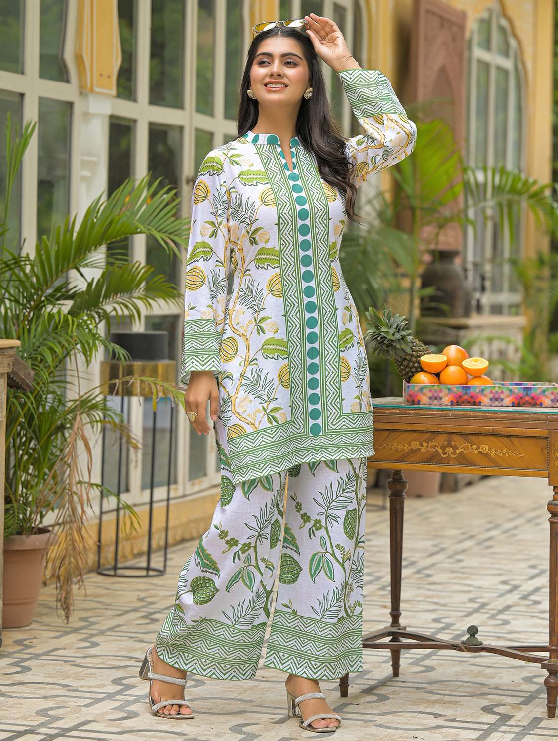 women printed long sleeve regular fit ethnic co-ord set - 22177048 -  Standard Image - 2