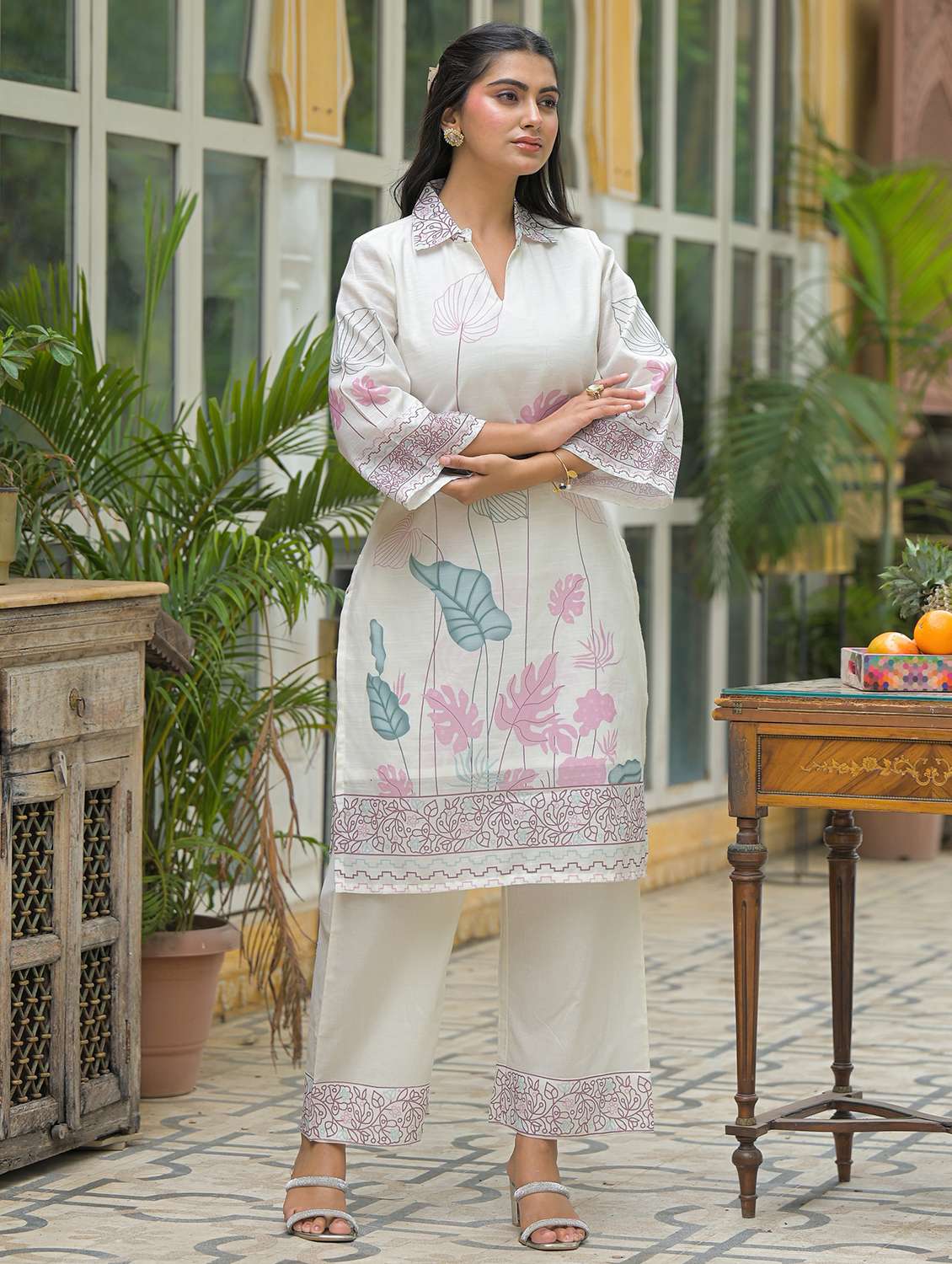 women printed long sleeve regular fit ethnic co-ord set - 22177054 -  Standard Image - 2