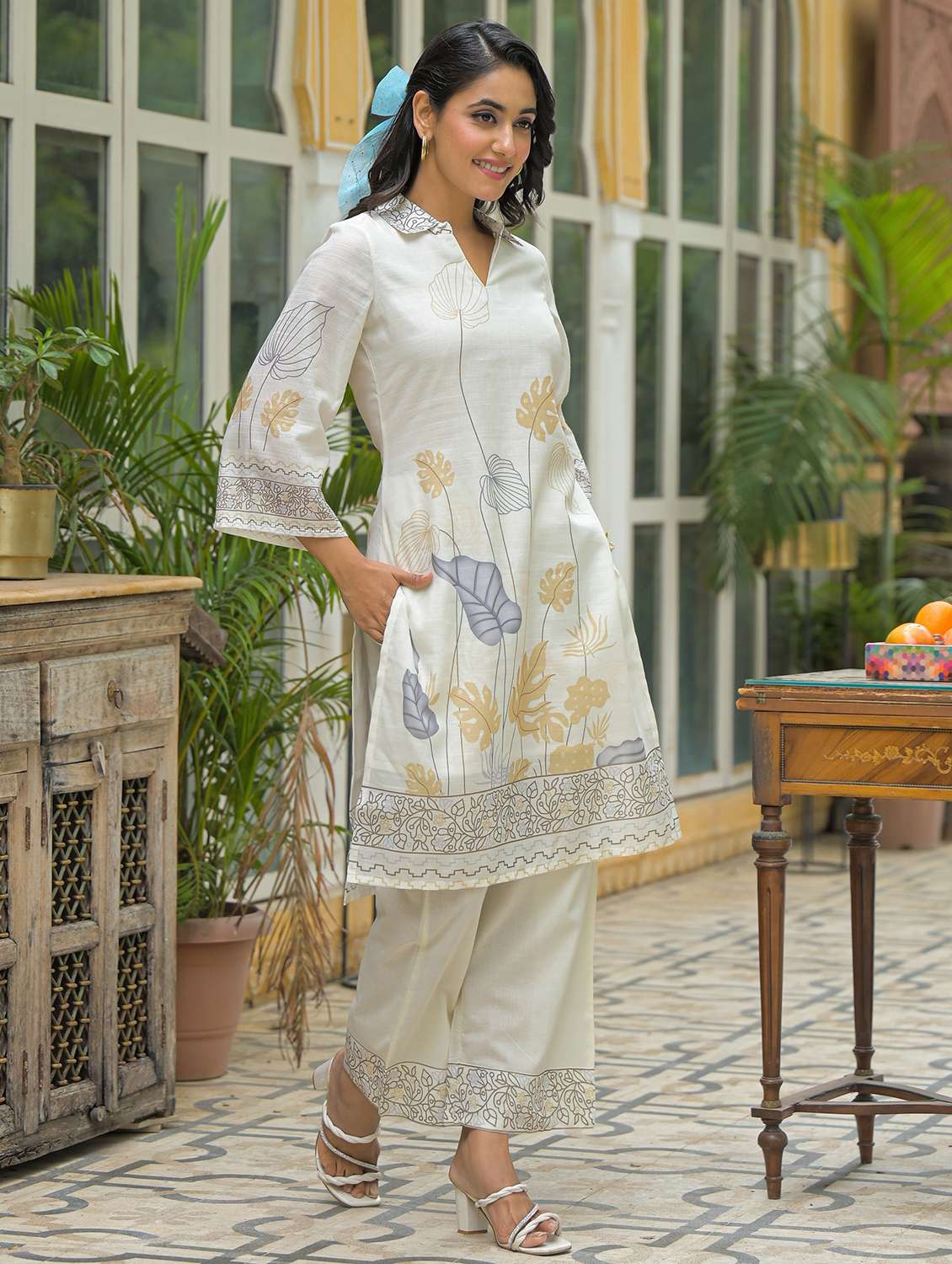 women printed long sleeve regular fit ethnic co-ord set - 22177056 -  Standard Image - 2