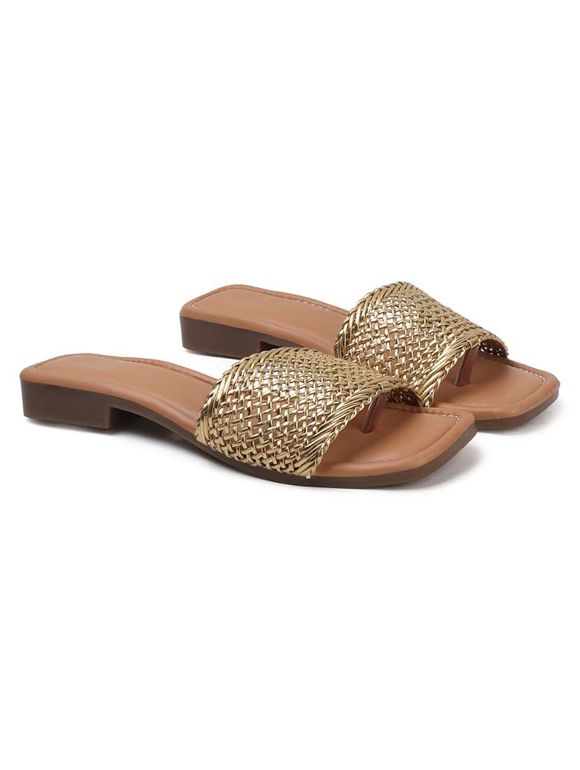 women gold slip on sandal - 22177074 -  Standard Image - 2