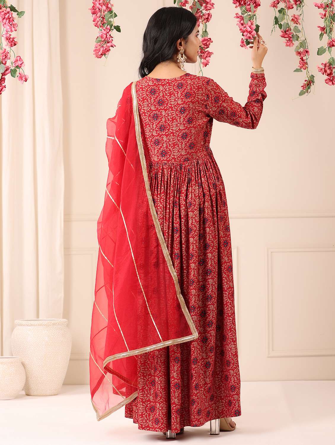 women printed long sleeve kurta with dupatta set - 22177079 -  Standard Image - 2