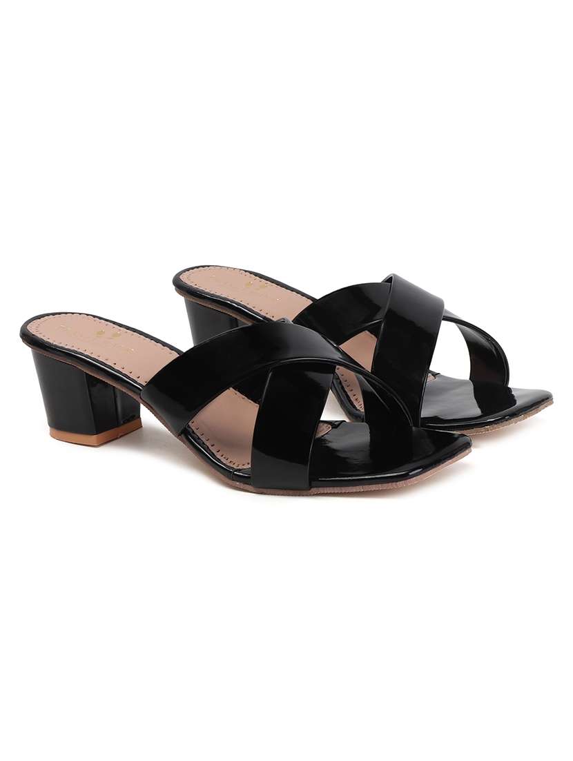 women black slip on block heel sandal - 22177100 -  Standard Image - 2