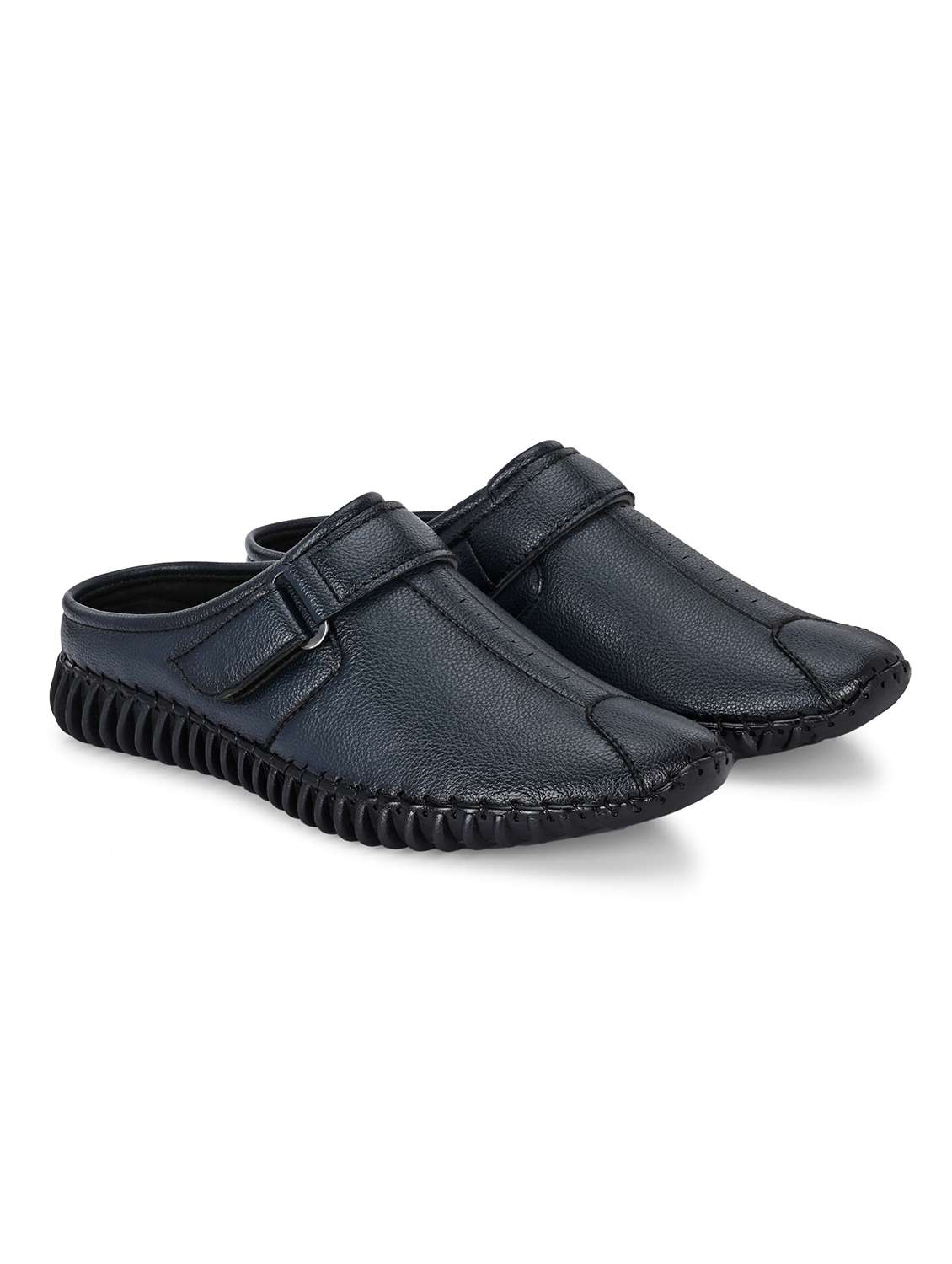 men blue solid slip on sandal - 22177161 -  Standard Image - 2