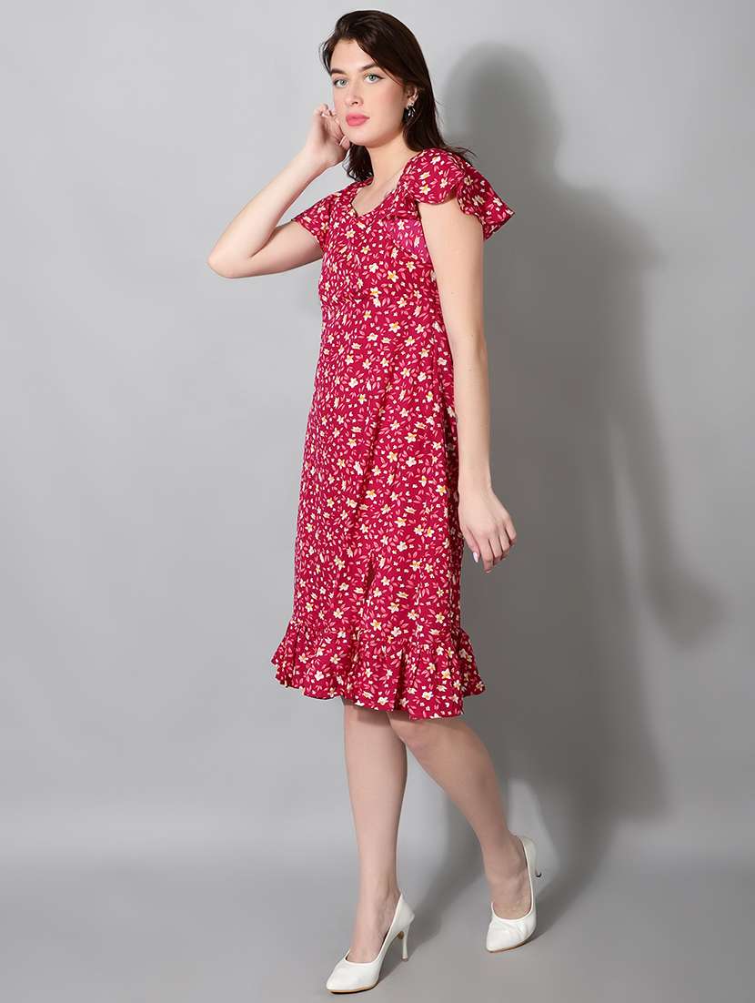 women floral print short sleeve tiered dress - 22177168 -  Standard Image - 2