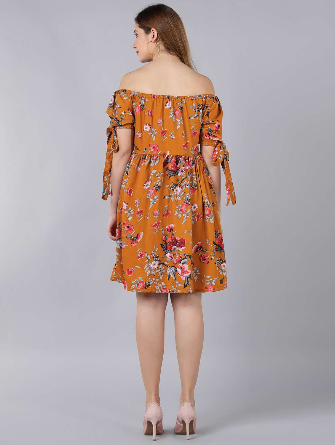 women floral print off shoulder fit & flare dress - 22177171 -  Standard Image - 2