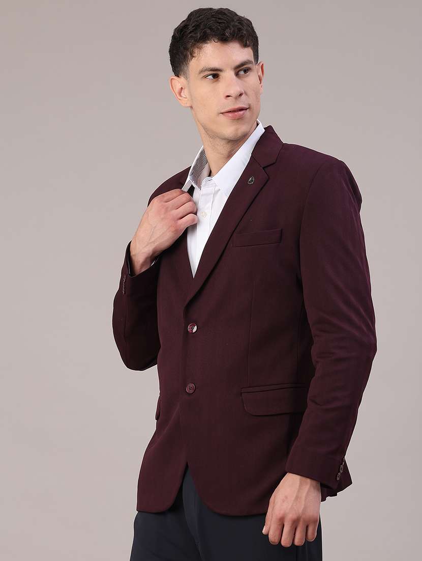 men solid lapel collar single breasted casual blazer - 22177223 -  Standard Image - 2