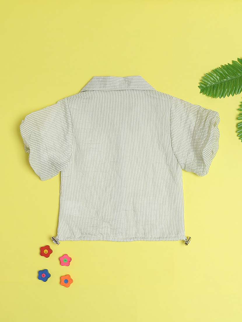 girls soldi collaerd short sleeve shirts top - 22177275 -  Standard Image - 2