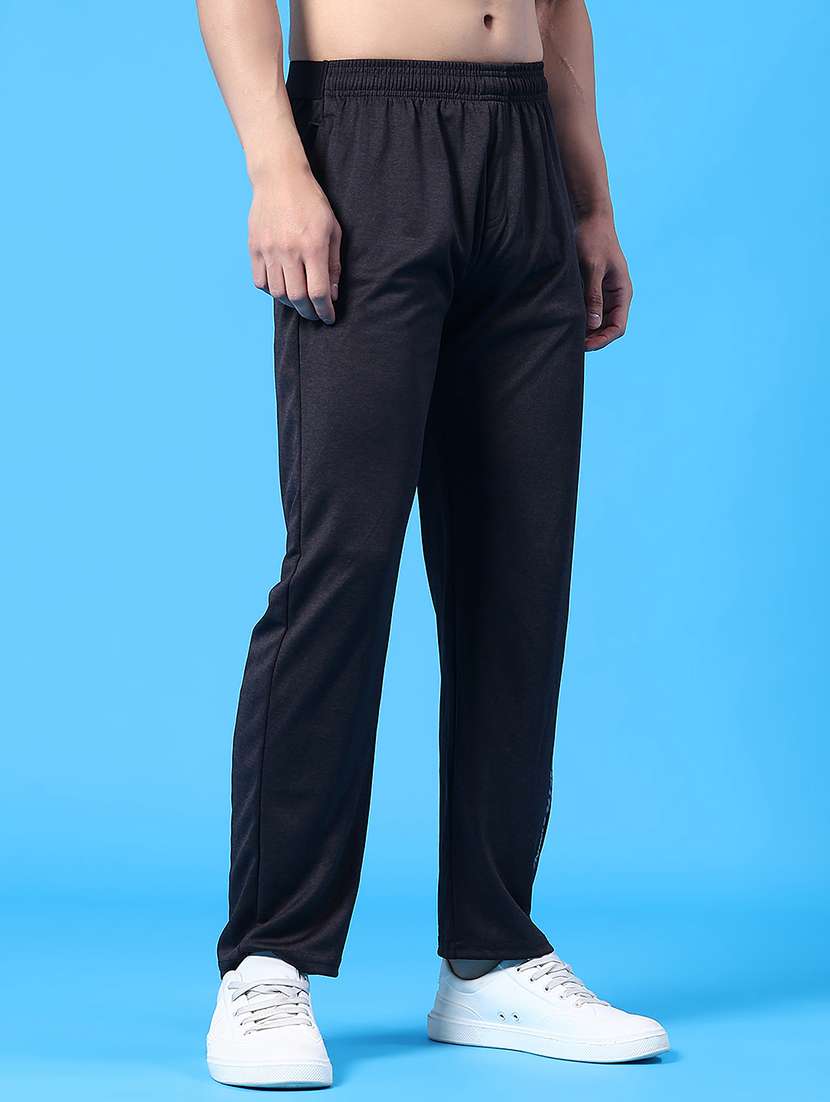 men black polyester  full length track pant - 22177329 -  Standard Image - 2