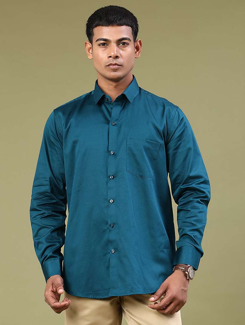 men solid long sleeve regular fit casual shirt