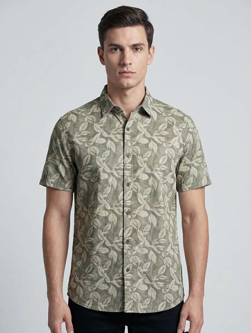men printed short sleeve regular fit casual shirt - 22177700 -  Standard Image - 2