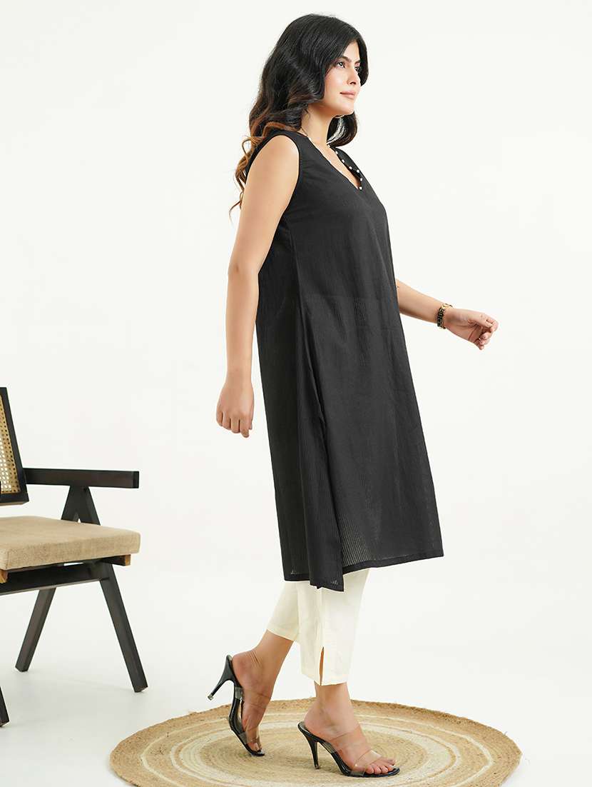 women solid sleeveless a-line kurta - 22177864 -  Standard Image - 2