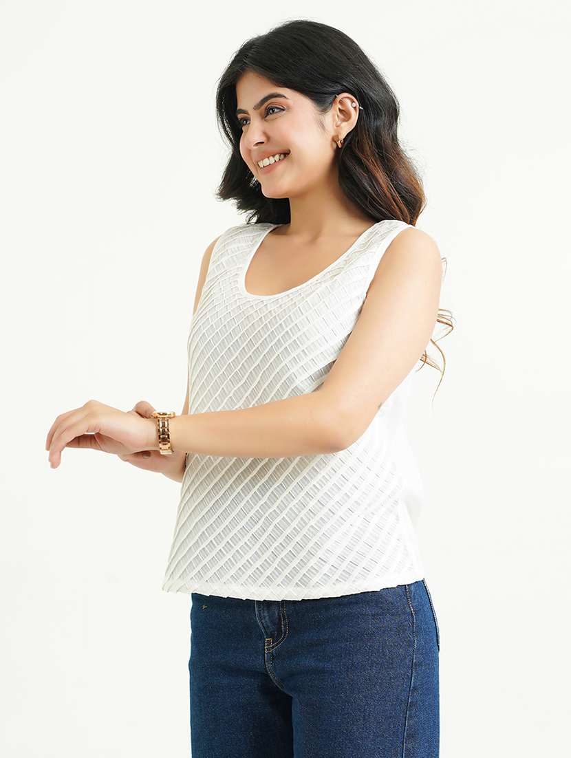 women white solid sleeveless tank top - 22177869 -  Standard Image - 2