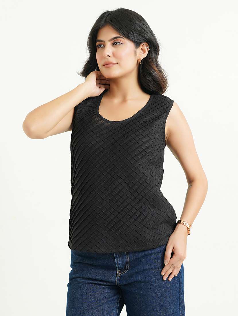 women black solid sleeveless tank top - 22177870 -  Standard Image - 2