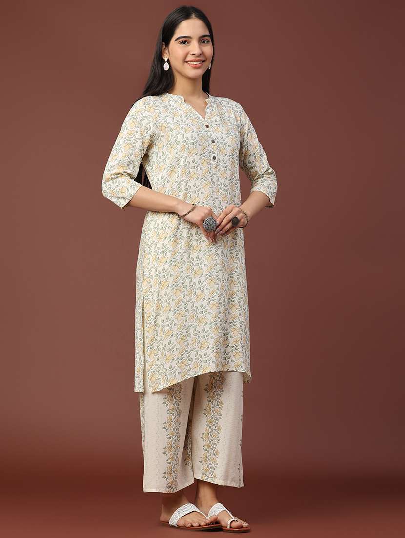 off white rayon kurta pant  set - 22177952 -  Standard Image - 2