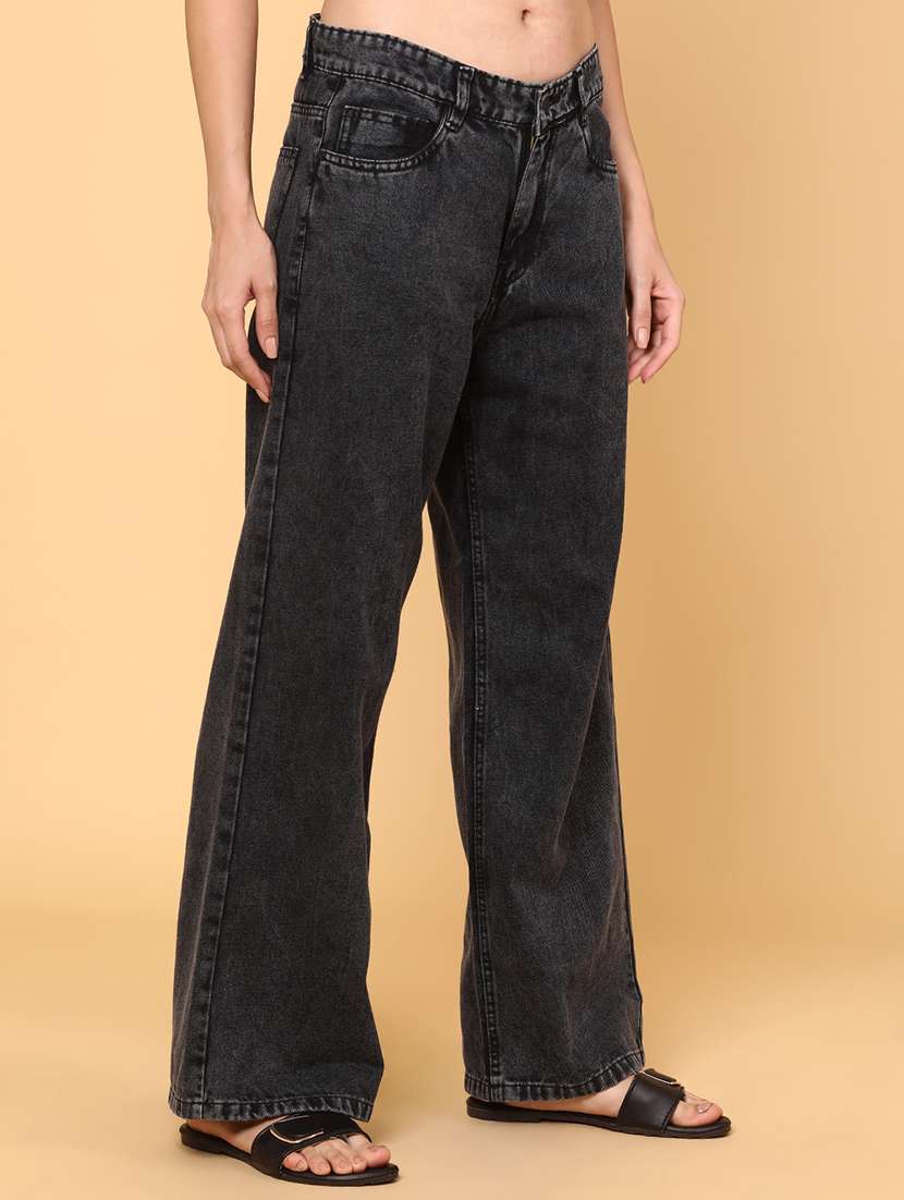 women solid mid rise wide leg jeans - 22177999 -  Standard Image - 2