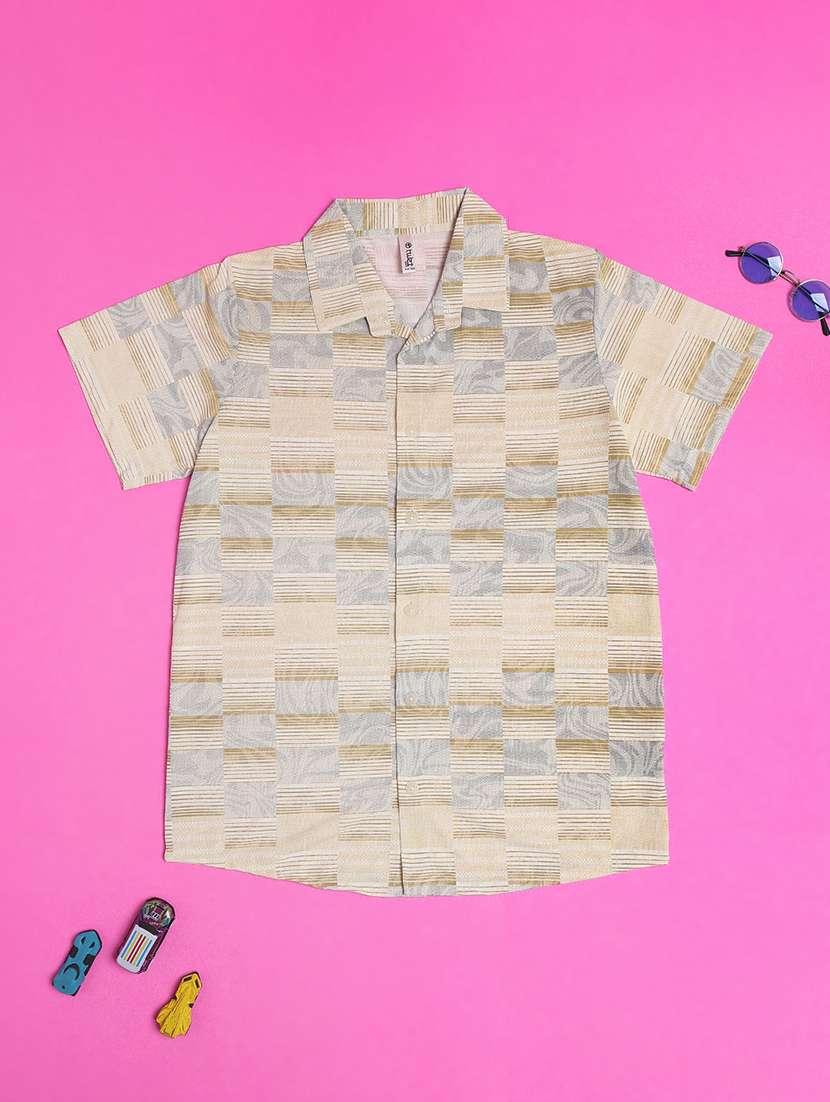 boys printed collared short sleeve shirt