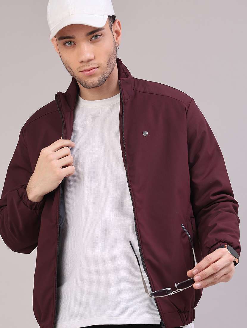 men solid long sleeve insulator bomber jacket