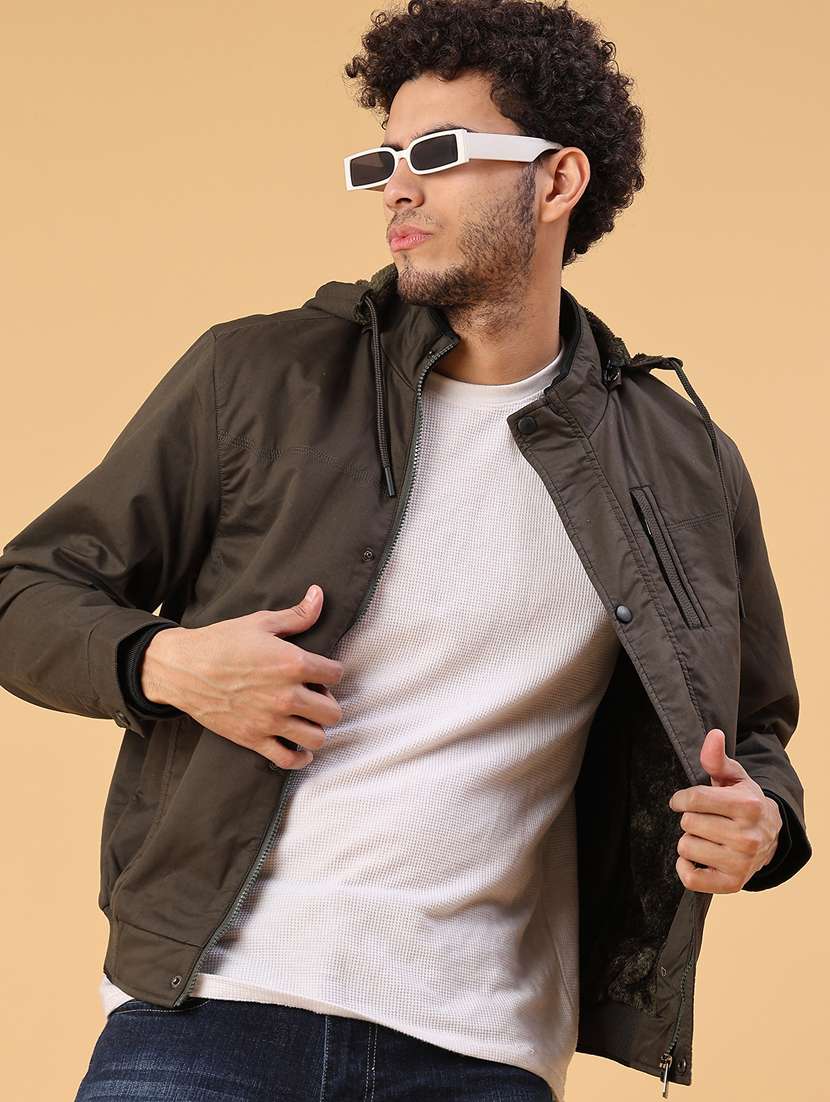 men solid long sleeve insulator bomber jacket