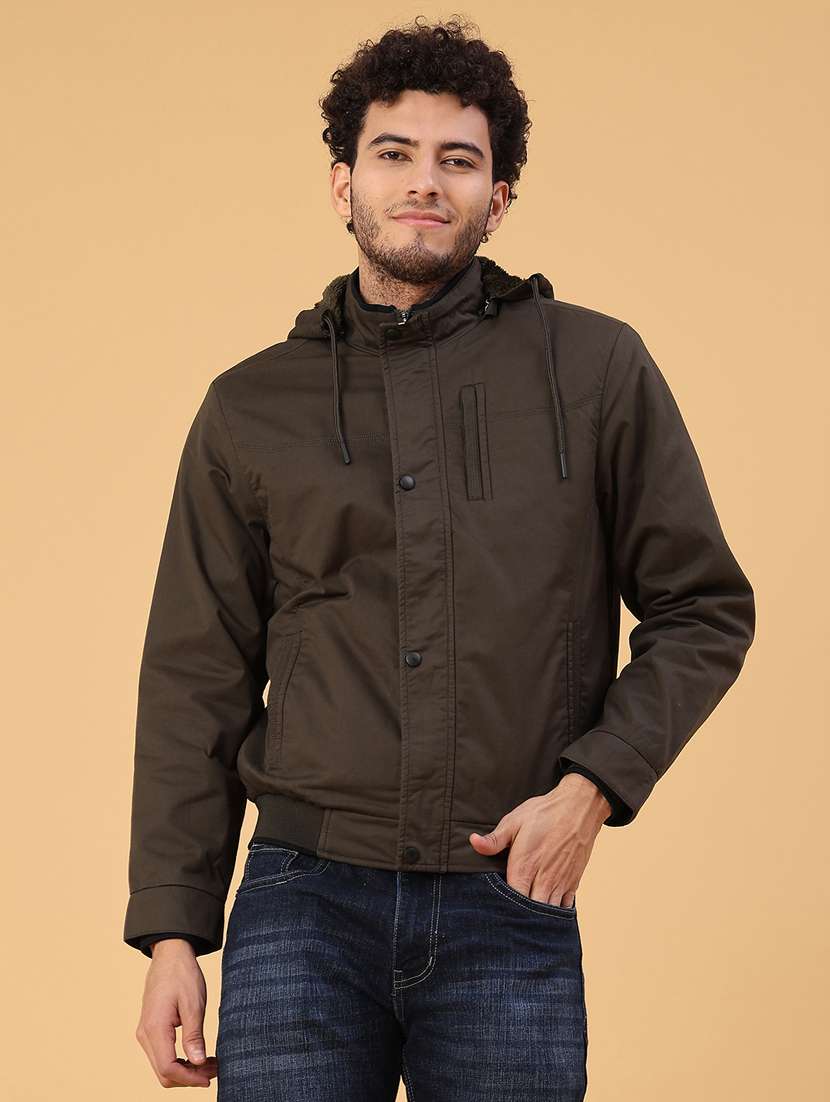 men solid long sleeve insulator bomber jacket - 22178183 -  Standard Image - 2