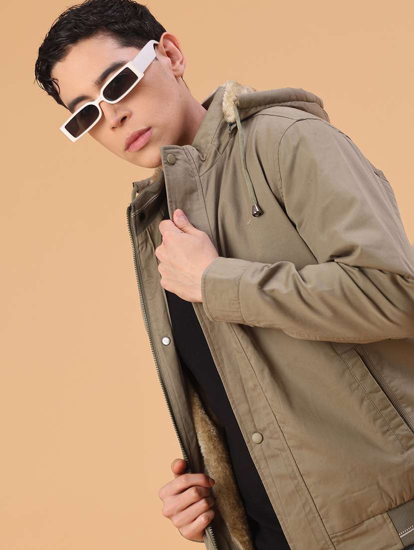 men solid long sleeve insulator bomber jacket