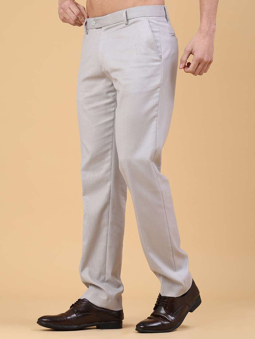 men solid mid rise flat front formal trouser - 22178207 -  Standard Image - 2