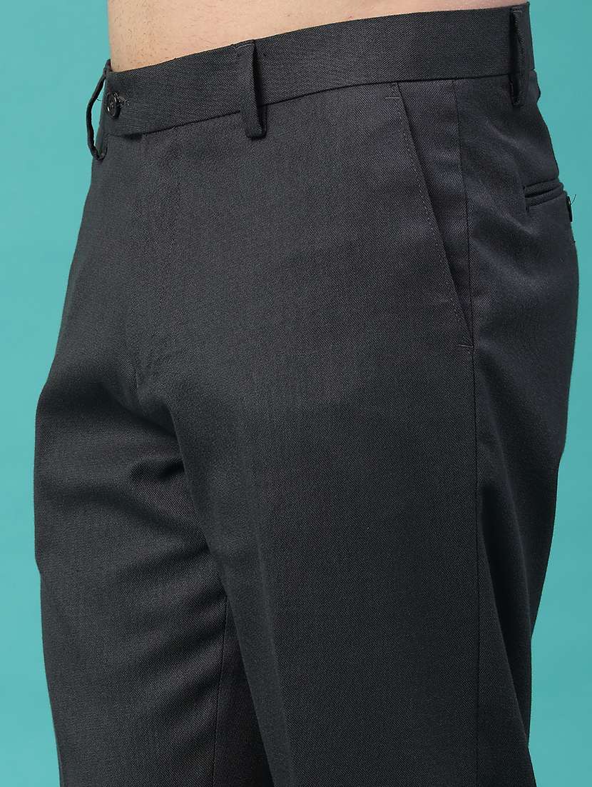 men solid mid rise flat front formal trouser - 22178208 -  Standard Image - 2