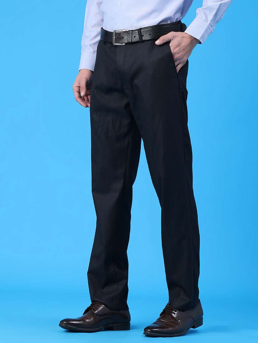 men solid mid rise flat front formal trouser - 22178209 -  Standard Image - 2