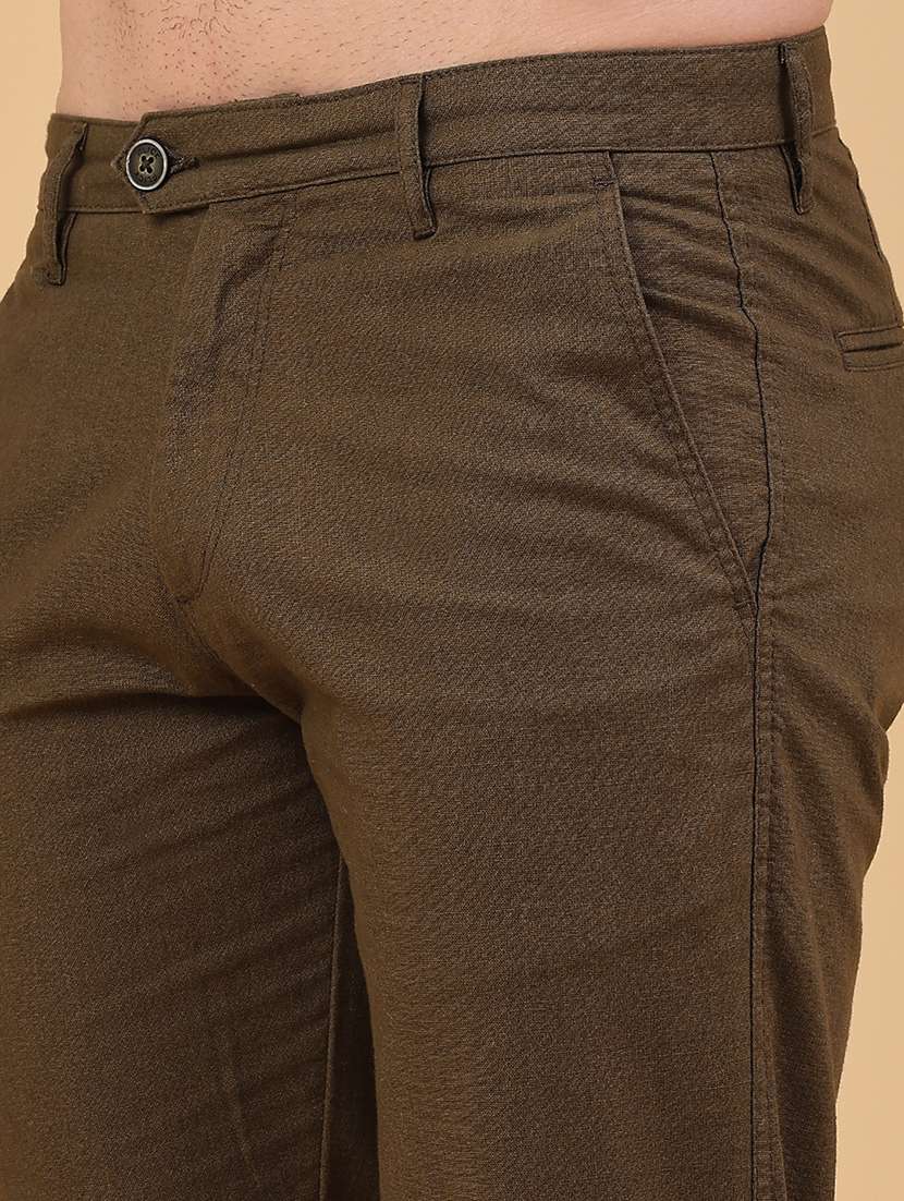 men solid mid rise chinos casual trouser - 22178240 -  Standard Image - 2