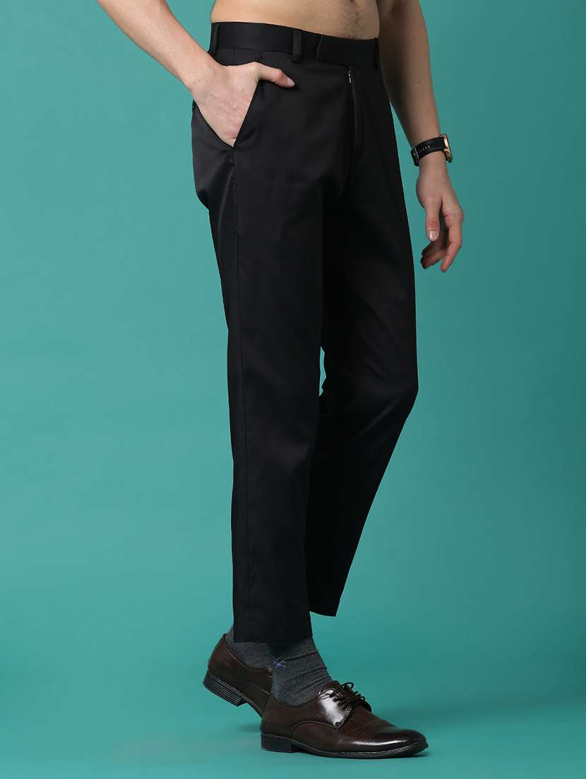men solid mid rise slim fit formal trousers - 22178243 -  Standard Image - 2