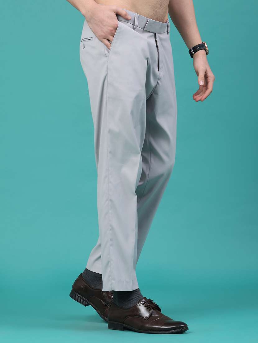 men solid mid rise slim fit formal trousers - 22178244 -  Standard Image - 2