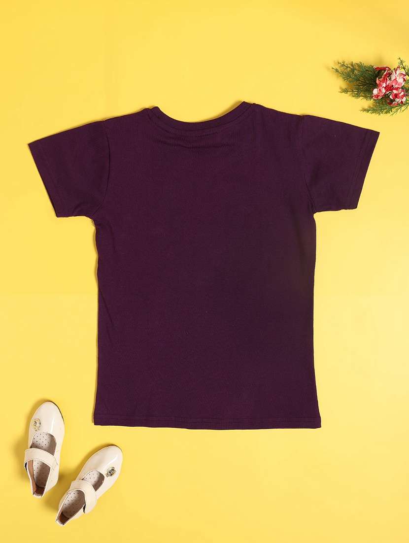 girls maroon cotton tee - 22178260 -  Standard Image - 2