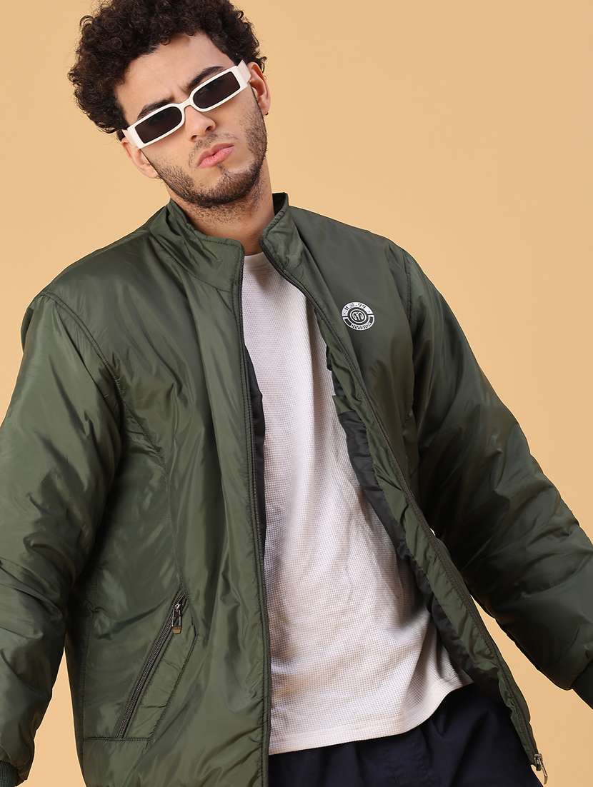 men solid long sleeve lightweight bomber jacket