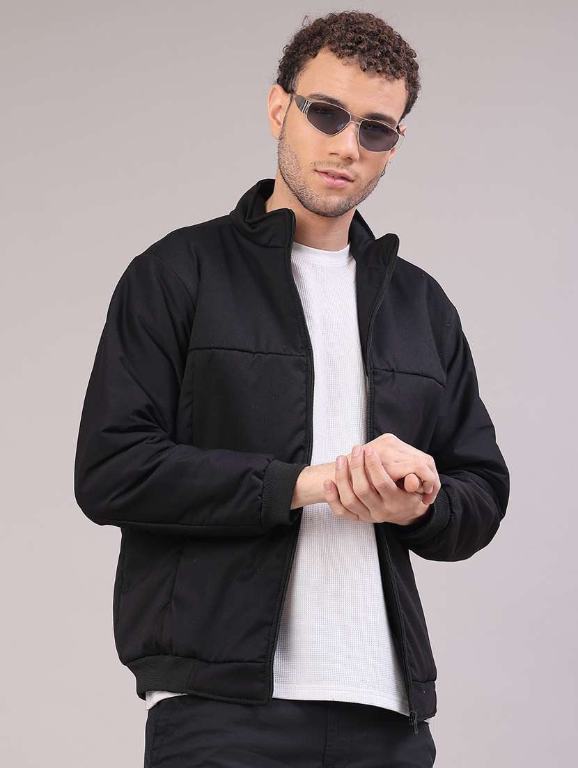men solid long sleeve lightweight bomber jacket