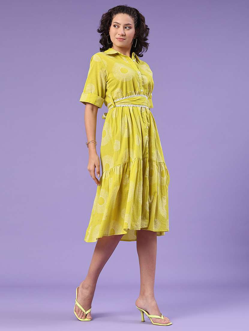 women printed collared tiered dress - 22178278 -  Standard Image - 2